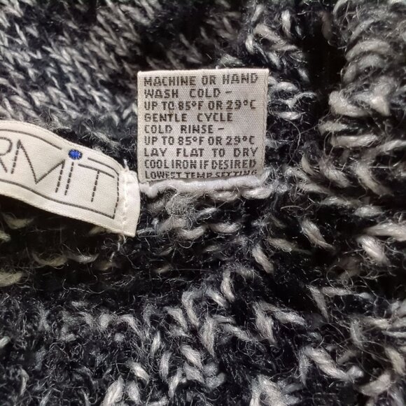 Permit Vintage Mens Sweater Sz M Geometric Black White Acrylic Triangle Pattern - Picture 7 of 16